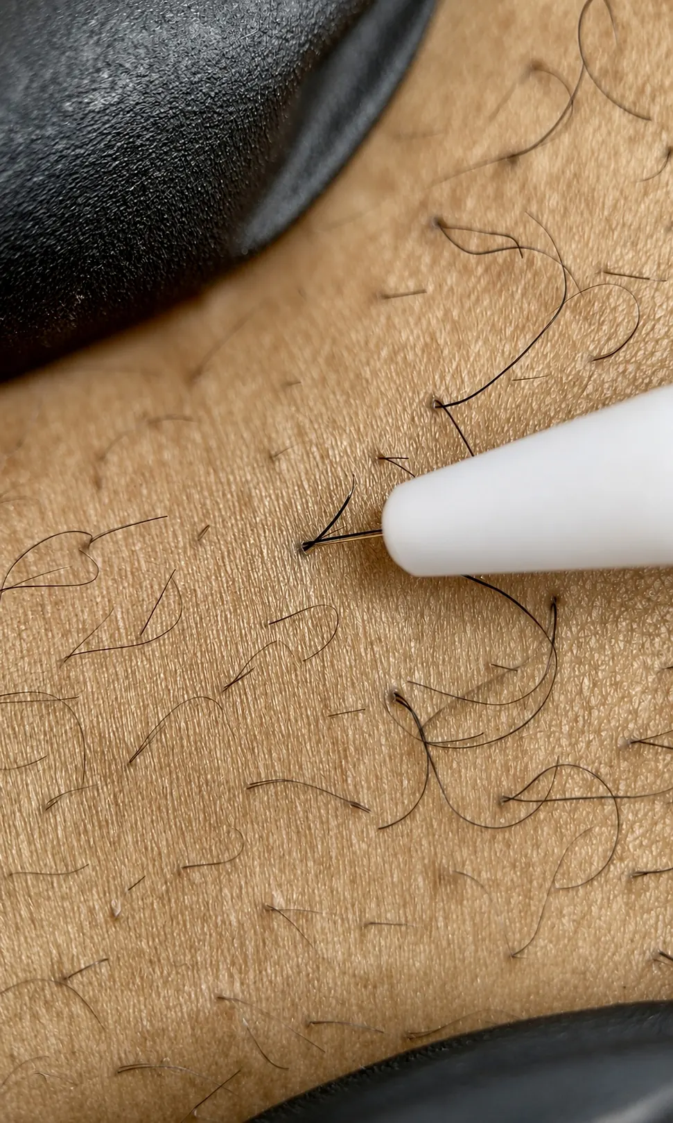 Electrolysis probe treating an individual hair follicle